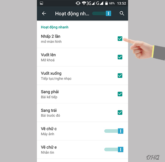 Kích hoạt tính năng